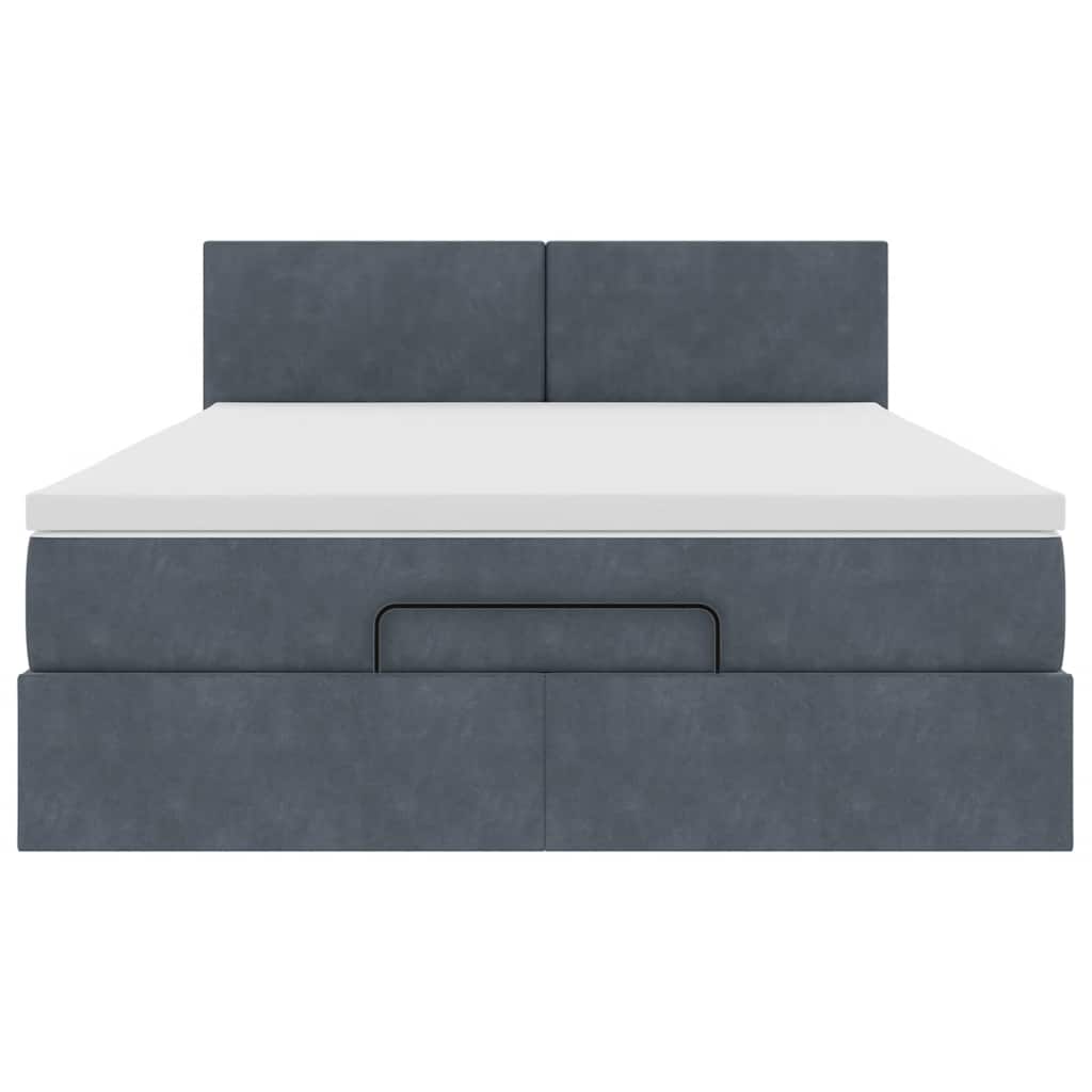 Ottoman bed met matras 140x200cm fluweel donkergrijs is nu te koop bij PeponiXL, paradijselijk wonen!