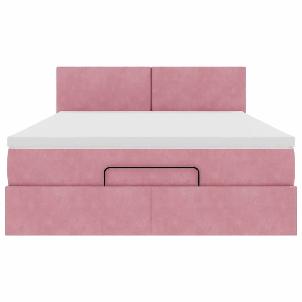 Ottoman bed met matras 140x200cm fluweel roze is nu te koop bij PeponiXL, paradijselijk wonen!