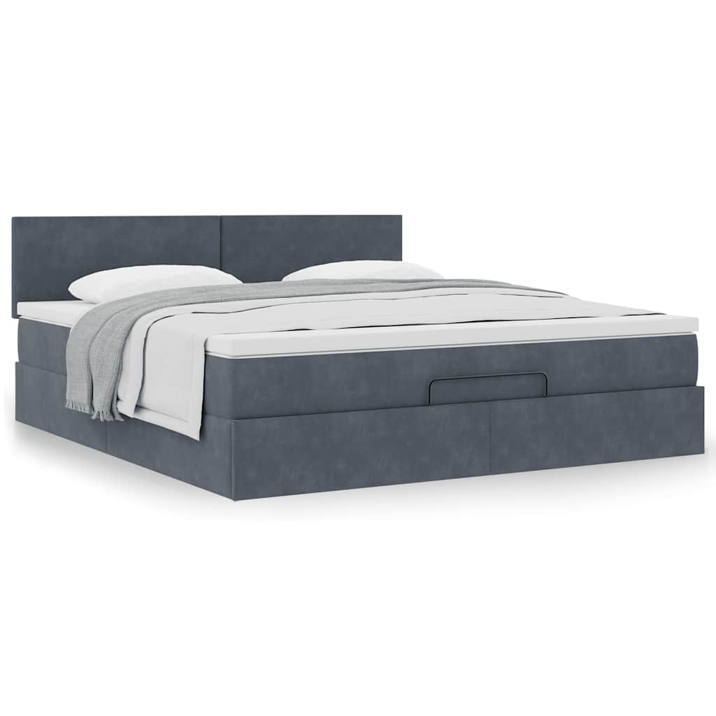 Ottoman bed met matras 160x200cm fluweel donkergrijs is nu te koop bij PeponiXL, paradijselijk wonen!