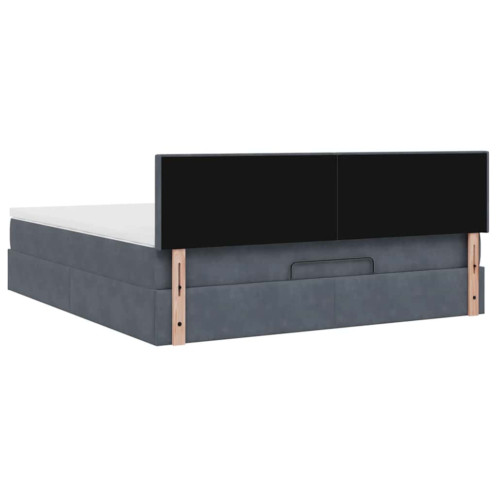 Ottoman bed met matras 160x200cm fluweel donkergrijs is nu te koop bij PeponiXL, paradijselijk wonen!