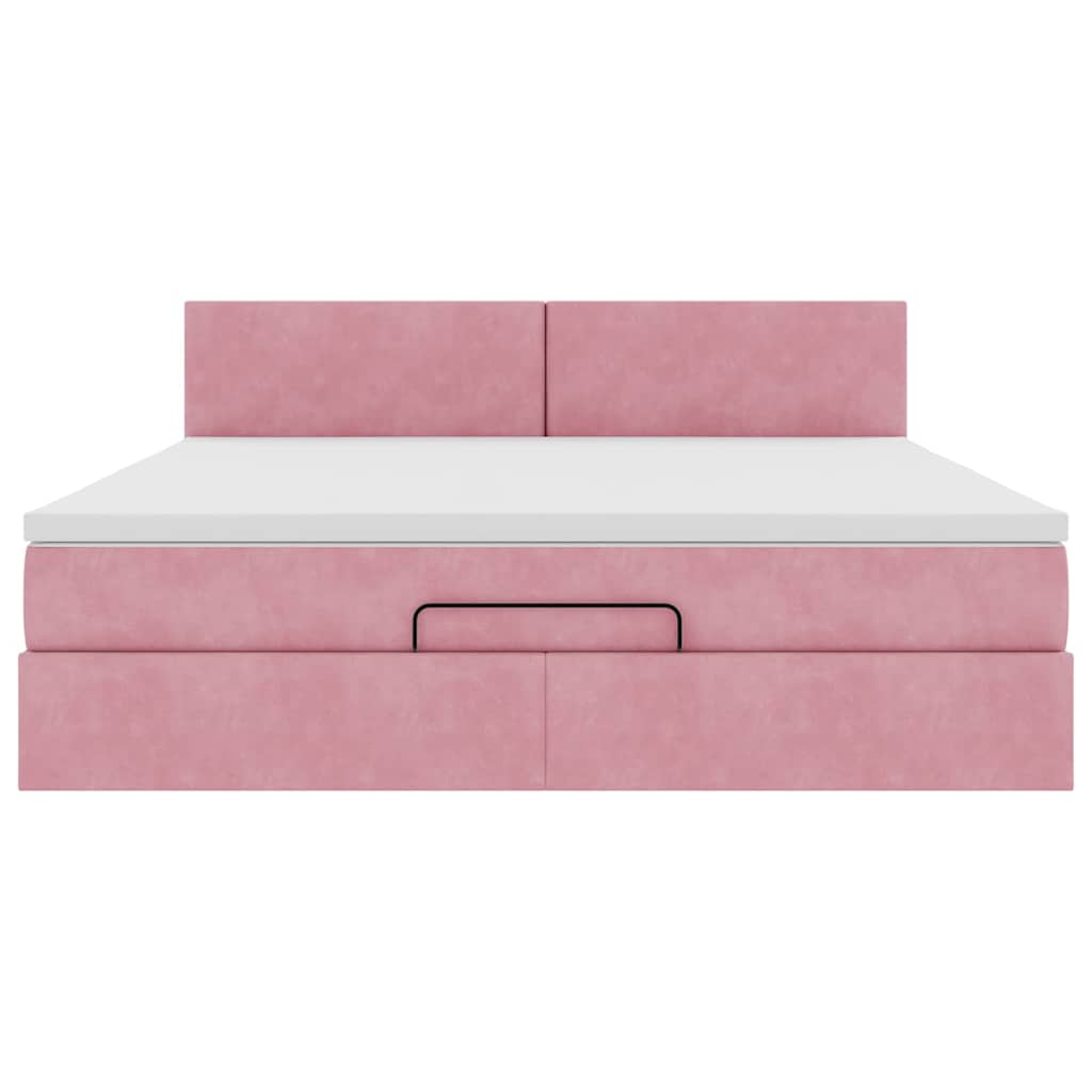 Ottoman bed met matras 160x200cm fluweel roze is nu te koop bij PeponiXL, paradijselijk wonen!