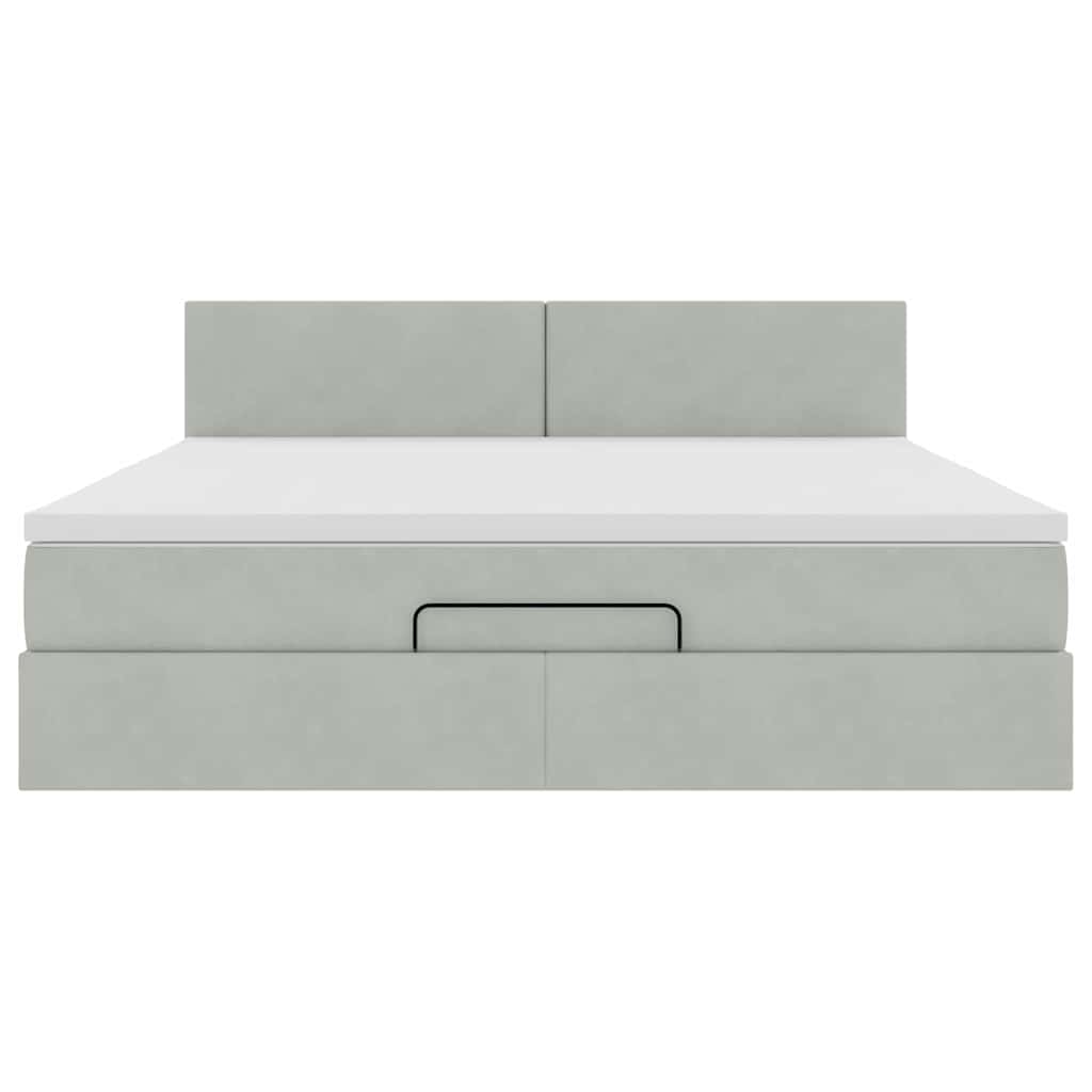 Ottoman bed met matras 180x200cm fluweel lichtgrijs is nu te koop bij PeponiXL, paradijselijk wonen!