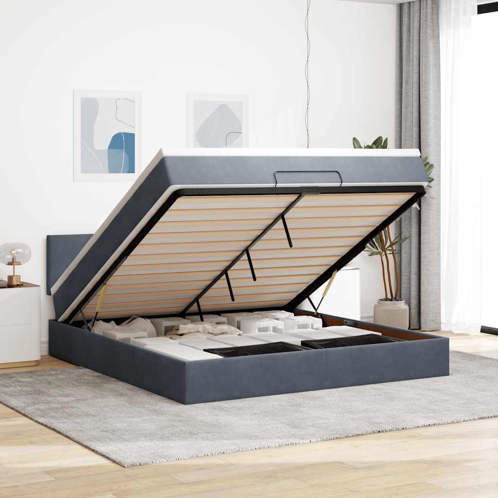 Ottoman bed met matras 180x200cm fluweel donkergrijs is nu te koop bij PeponiXL, paradijselijk wonen!