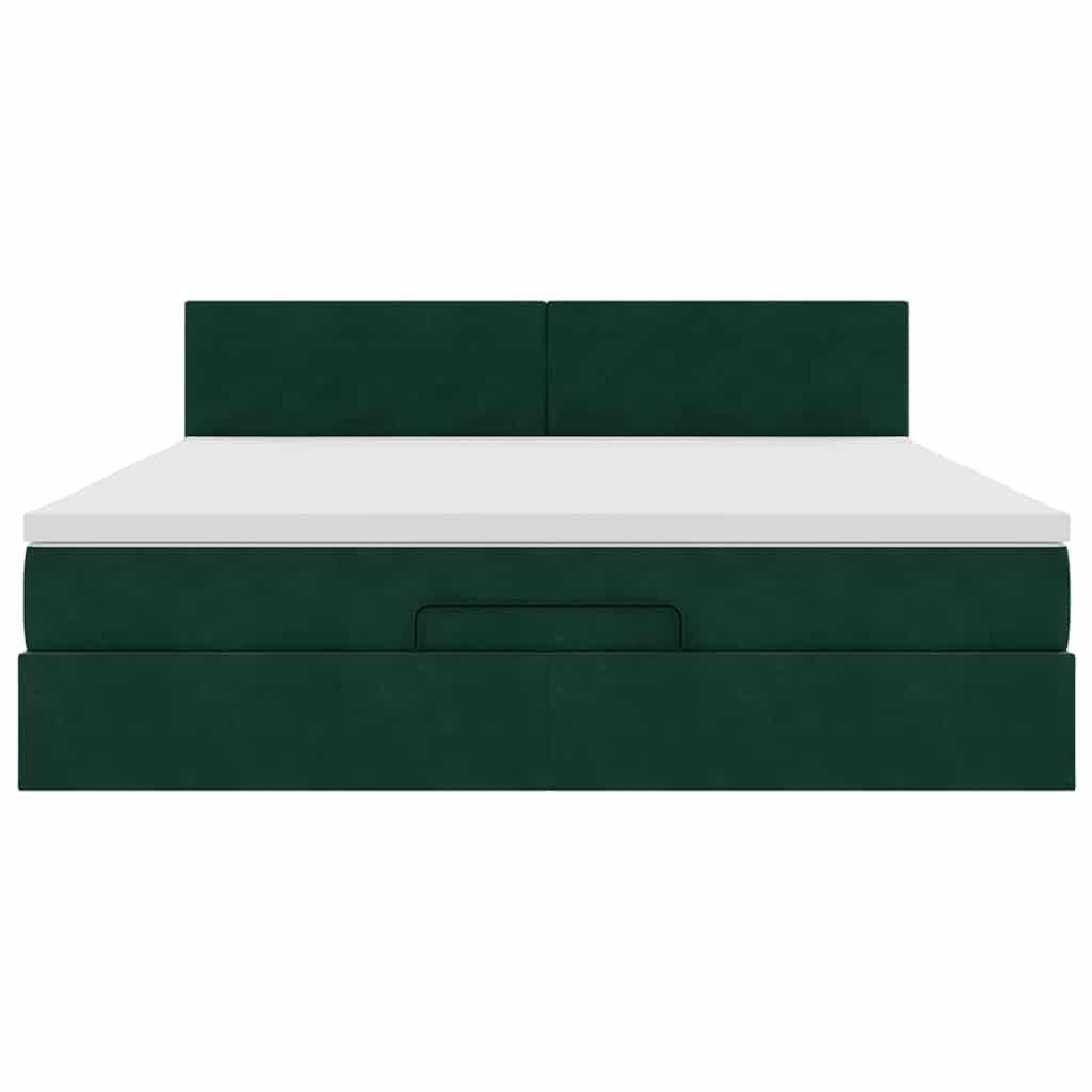Ottoman bed met matras 180x200 cm fluweel donkergroen is nu te koop bij PeponiXL, paradijselijk wonen!