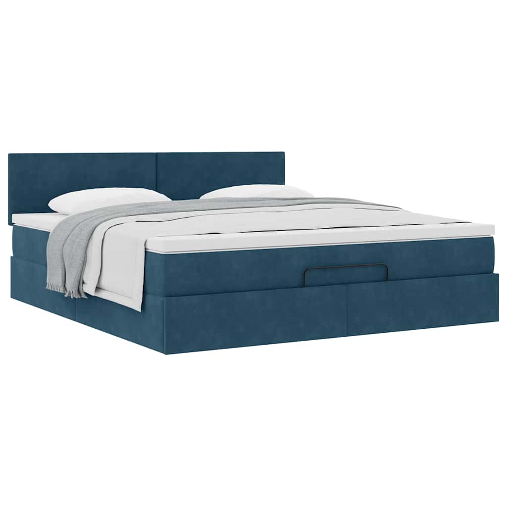 Ottoman bed met matras 180x200 cm fluweel donkerblauw is nu te koop bij PeponiXL, paradijselijk wonen!