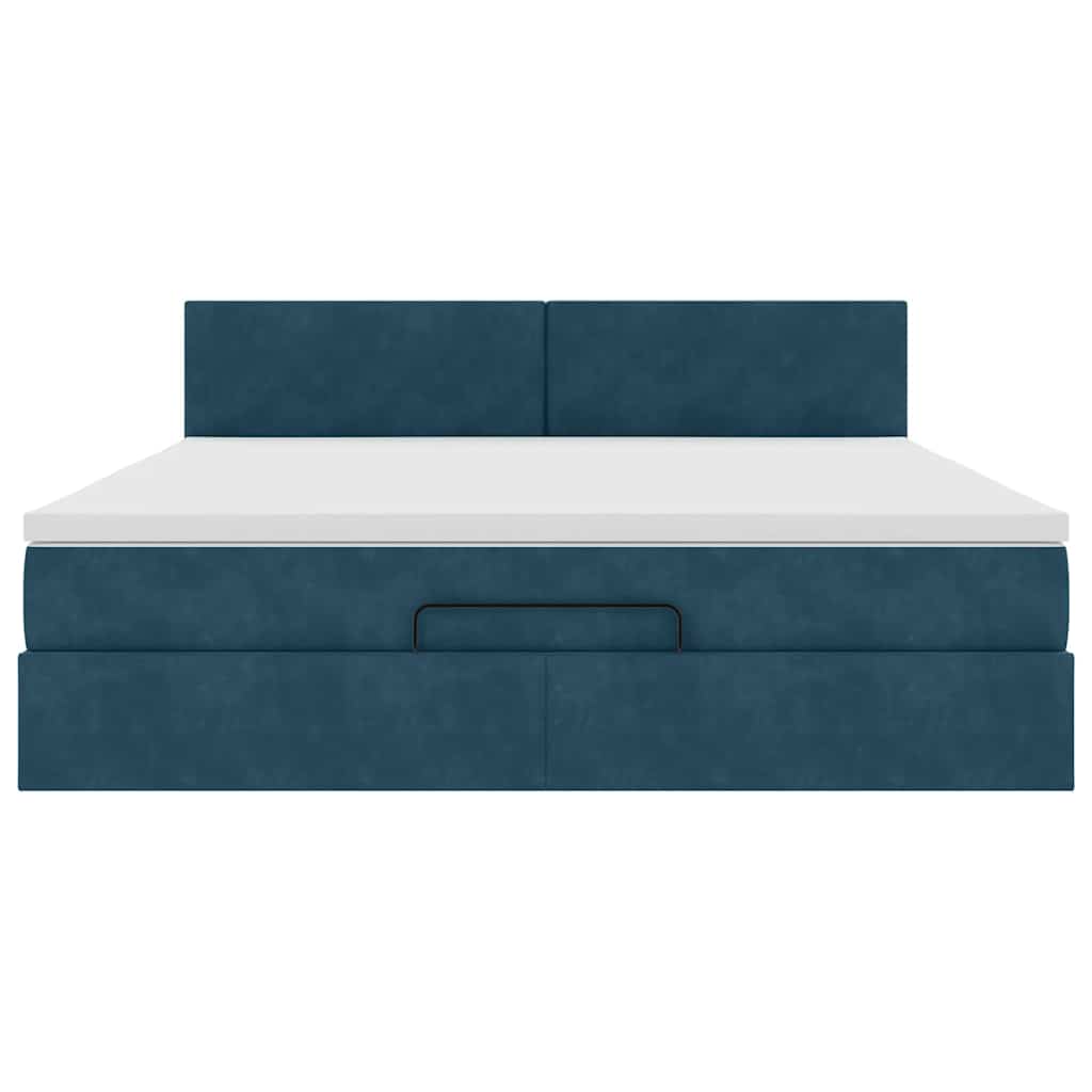 Ottoman bed met matras 180x200 cm fluweel donkerblauw is nu te koop bij PeponiXL, paradijselijk wonen!