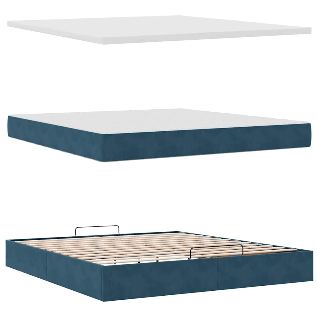 Ottoman bed met matras 180x200 cm fluweel donkerblauw is nu te koop bij PeponiXL, paradijselijk wonen!