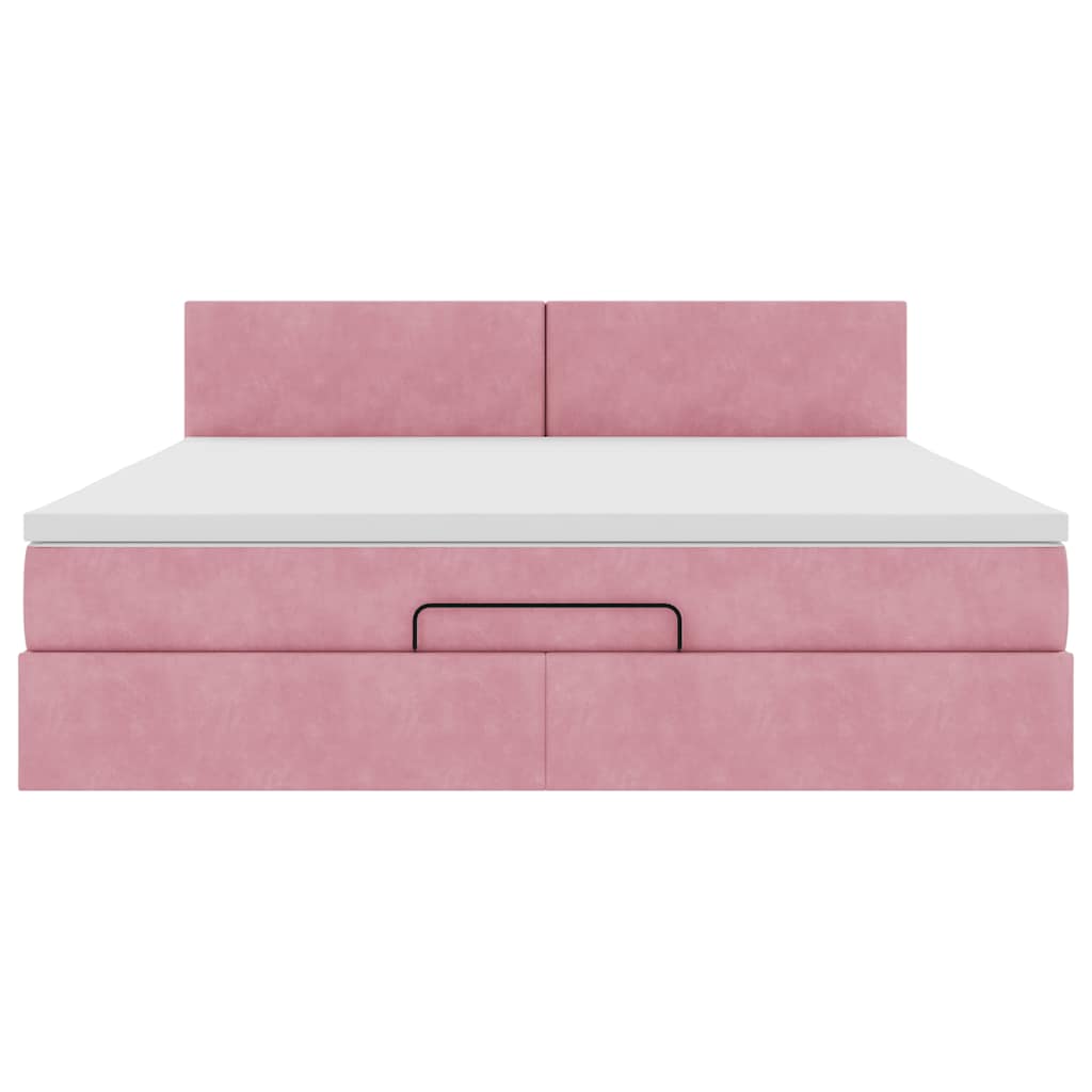Ottoman bed met matras 180x200 cm fluweel roze is nu te koop bij PeponiXL, paradijselijk wonen!