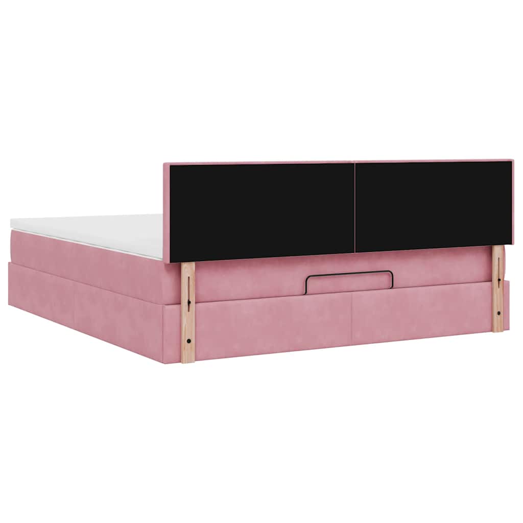 Ottoman bed met matras 180x200 cm fluweel roze is nu te koop bij PeponiXL, paradijselijk wonen!