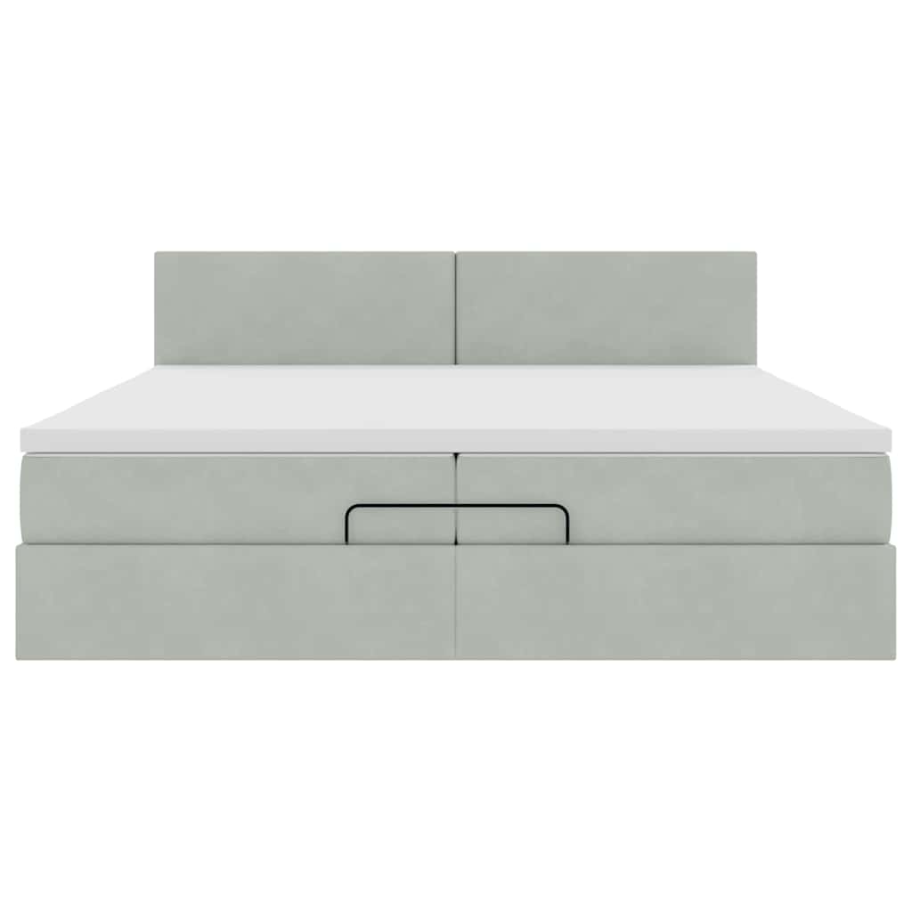 Ottoman bed met matras 200x200 cm fluweel lichtgrijs is nu te koop bij PeponiXL, paradijselijk wonen!
