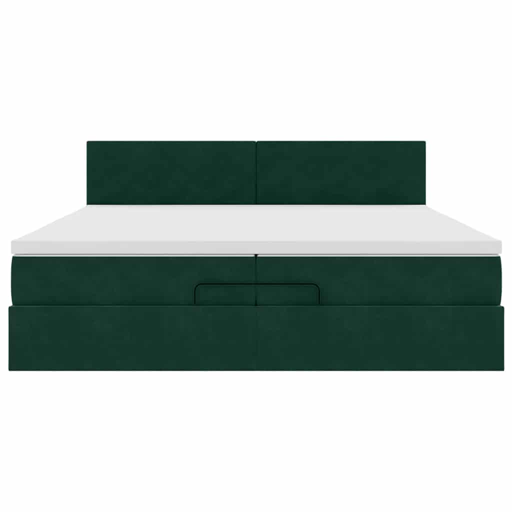 Ottoman bed met matras 200x200 cm fluweel donkergroen is nu te koop bij PeponiXL, paradijselijk wonen!