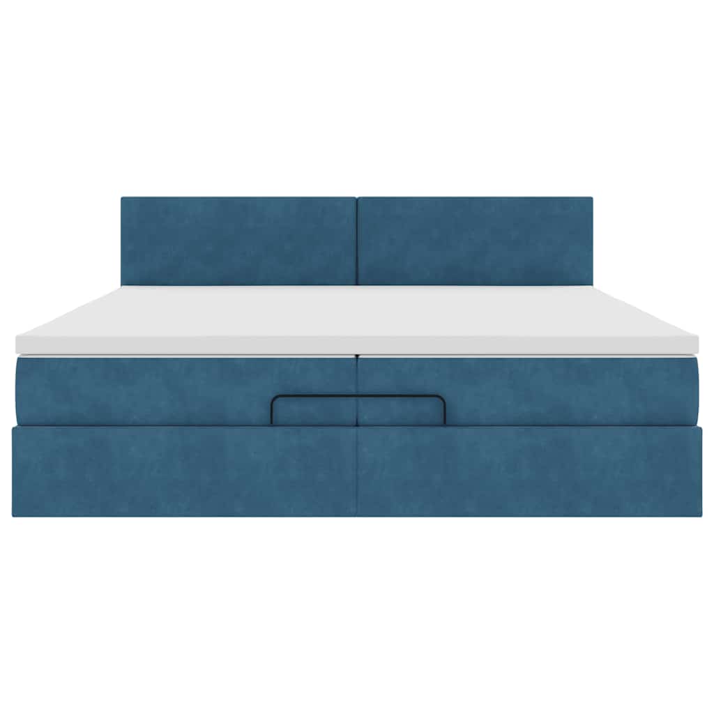 Ottoman bed met matras 200x200 cm fluweel donkerblauw is nu te koop bij PeponiXL, paradijselijk wonen!