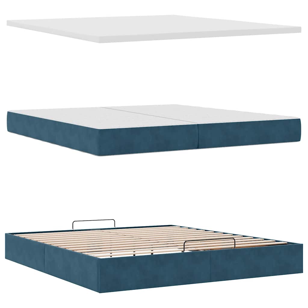 Ottoman bed met matras 200x200 cm fluweel donkerblauw is nu te koop bij PeponiXL, paradijselijk wonen!