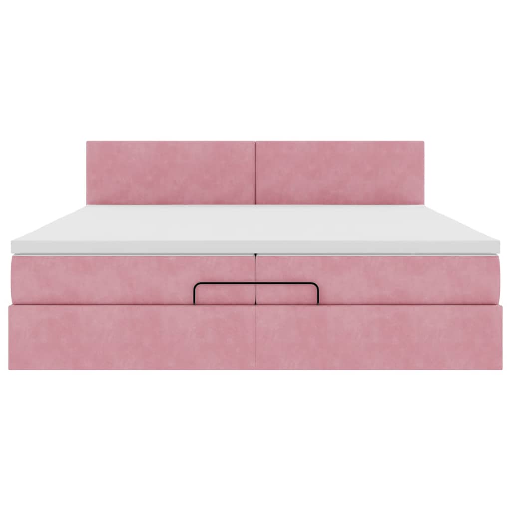 Ottoman bed met matras 200x200 cm fluweel roze is nu te koop bij PeponiXL, paradijselijk wonen!