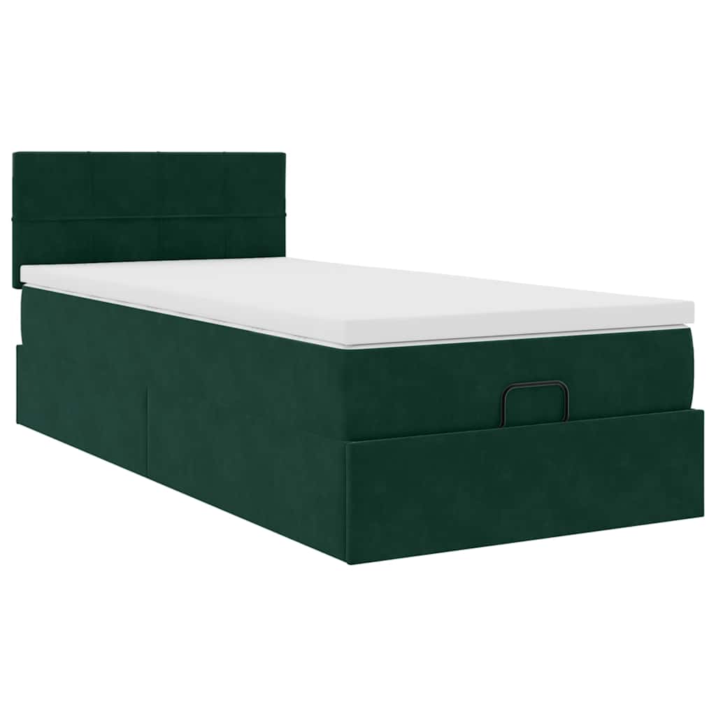 Ottoman bed met matras 80x200cm fluweel donkergroen is nu te koop bij PeponiXL, paradijselijk wonen!