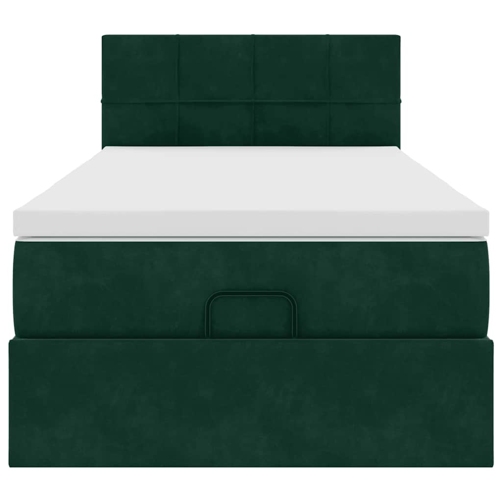 Ottoman bed met matras 80x200cm fluweel donkergroen is nu te koop bij PeponiXL, paradijselijk wonen!