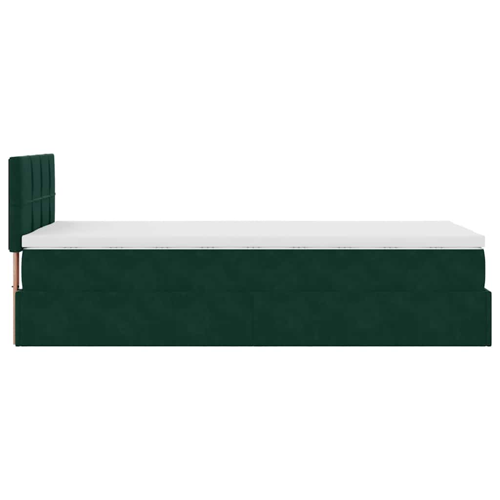 Ottoman bed met matras 80x200cm fluweel donkergroen is nu te koop bij PeponiXL, paradijselijk wonen!