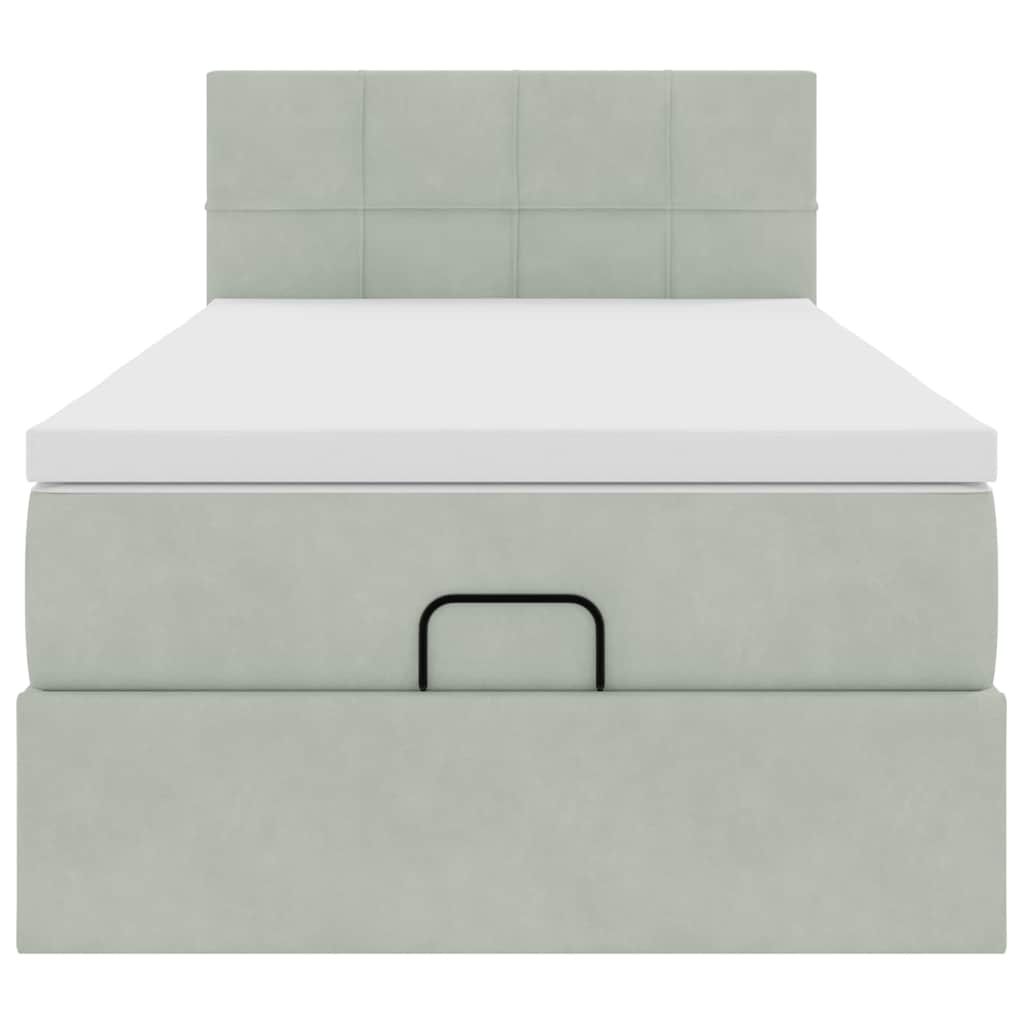 Ottoman bed met matras 90x190cm fluweel lichtgrijs is nu te koop bij PeponiXL, paradijselijk wonen!