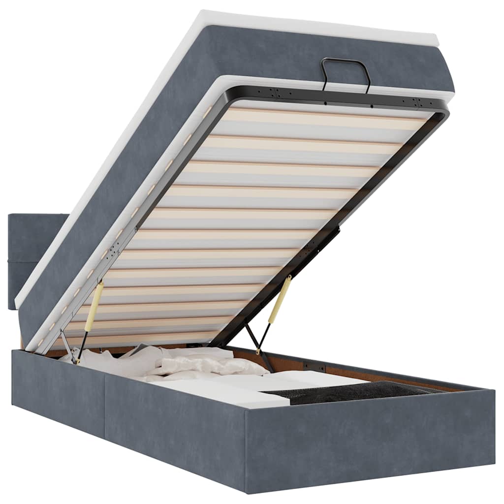 Ottoman bed met matras 90x190cm fluweel donkergrijs is nu te koop bij PeponiXL, paradijselijk wonen!