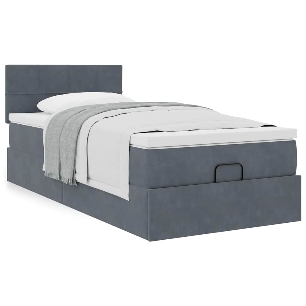 Ottoman bed met matras 90x190cm fluweel donkergrijs is nu te koop bij PeponiXL, paradijselijk wonen!