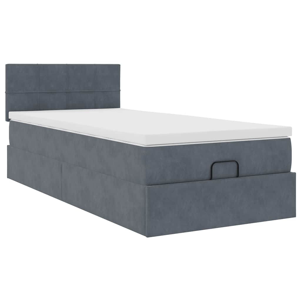 Ottoman bed met matras 90x190cm fluweel donkergrijs is nu te koop bij PeponiXL, paradijselijk wonen!
