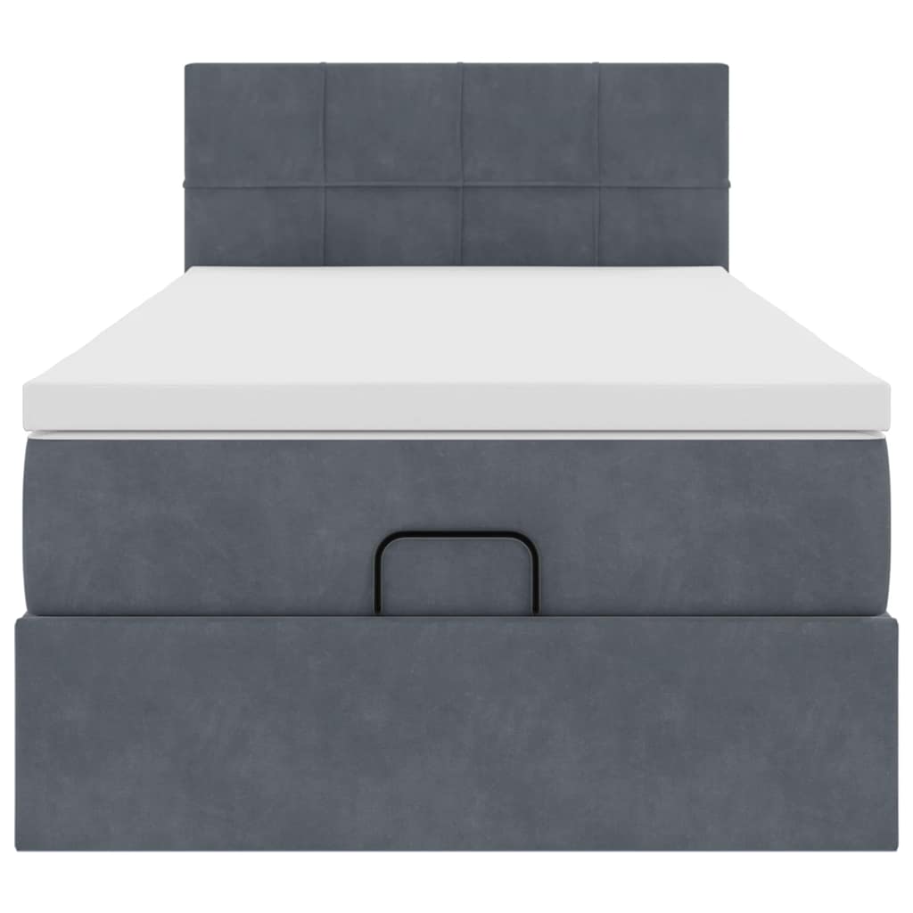 Ottoman bed met matras 90x190cm fluweel donkergrijs is nu te koop bij PeponiXL, paradijselijk wonen!