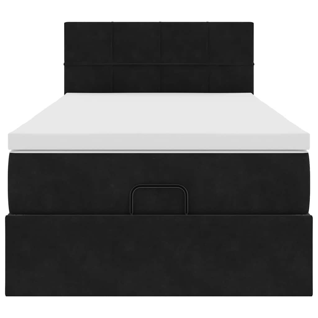 Ottoman bed met matras 90x190cm fluweel zwart is nu te koop bij PeponiXL, paradijselijk wonen!