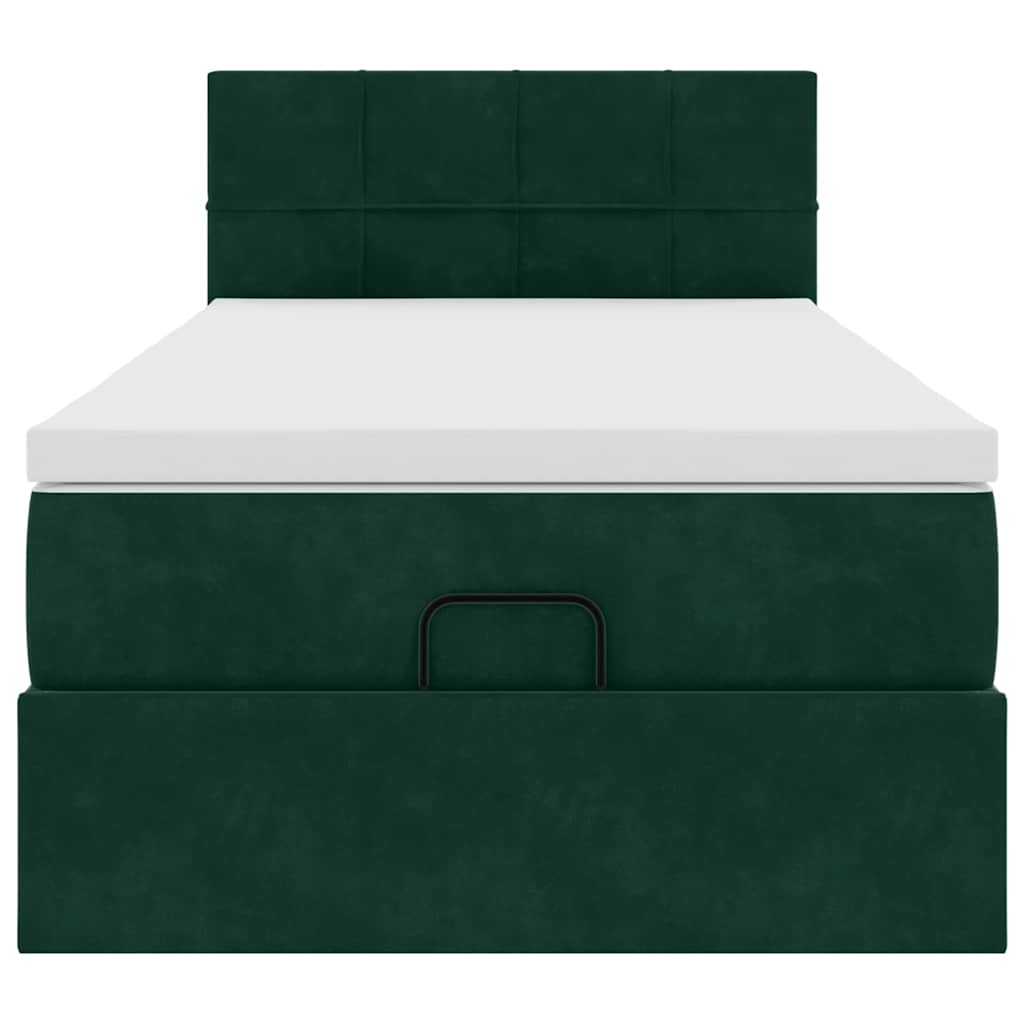 Ottoman bed met matras 90x190cm fluweel donkergroen is nu te koop bij PeponiXL, paradijselijk wonen!