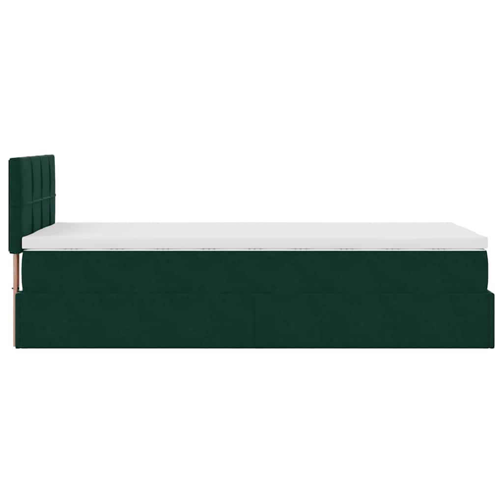 Ottoman bed met matras 90x190cm fluweel donkergroen is nu te koop bij PeponiXL, paradijselijk wonen!