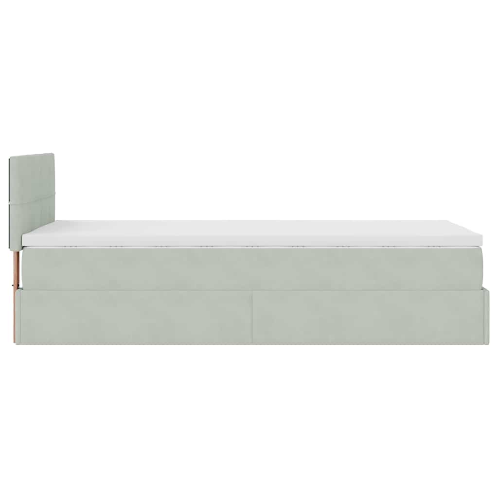 Ottoman bed met matras 90x200cm fluweel lichtgrijs is nu te koop bij PeponiXL, paradijselijk wonen!