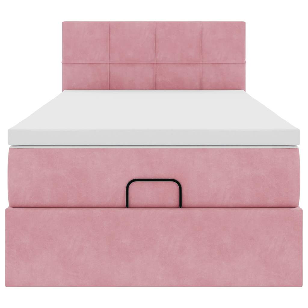 Ottoman bed met matras 90x200cm fluweel roze is nu te koop bij PeponiXL, paradijselijk wonen!