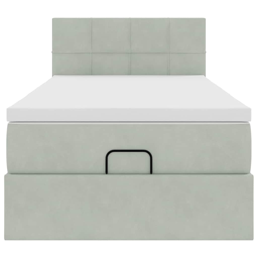 Ottoman bed met matras 100x200 cm fluweel lichtgrijs is nu te koop bij PeponiXL, paradijselijk wonen!