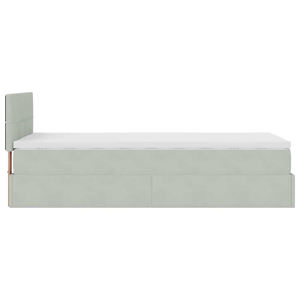 Ottoman bed met matras 100x200 cm fluweel lichtgrijs is nu te koop bij PeponiXL, paradijselijk wonen!
