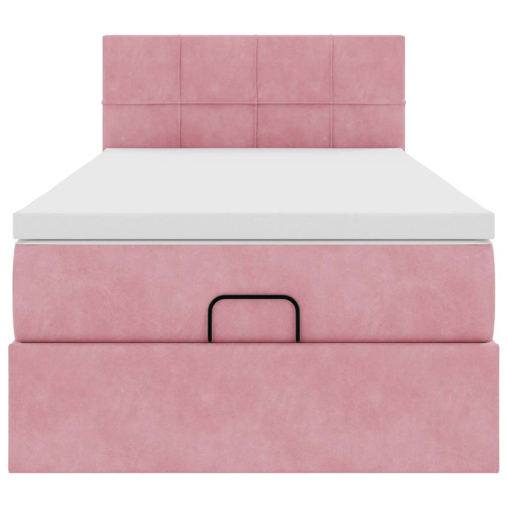Ottoman bed met matras 100x200 cm fluweel roze is nu te koop bij PeponiXL, paradijselijk wonen!