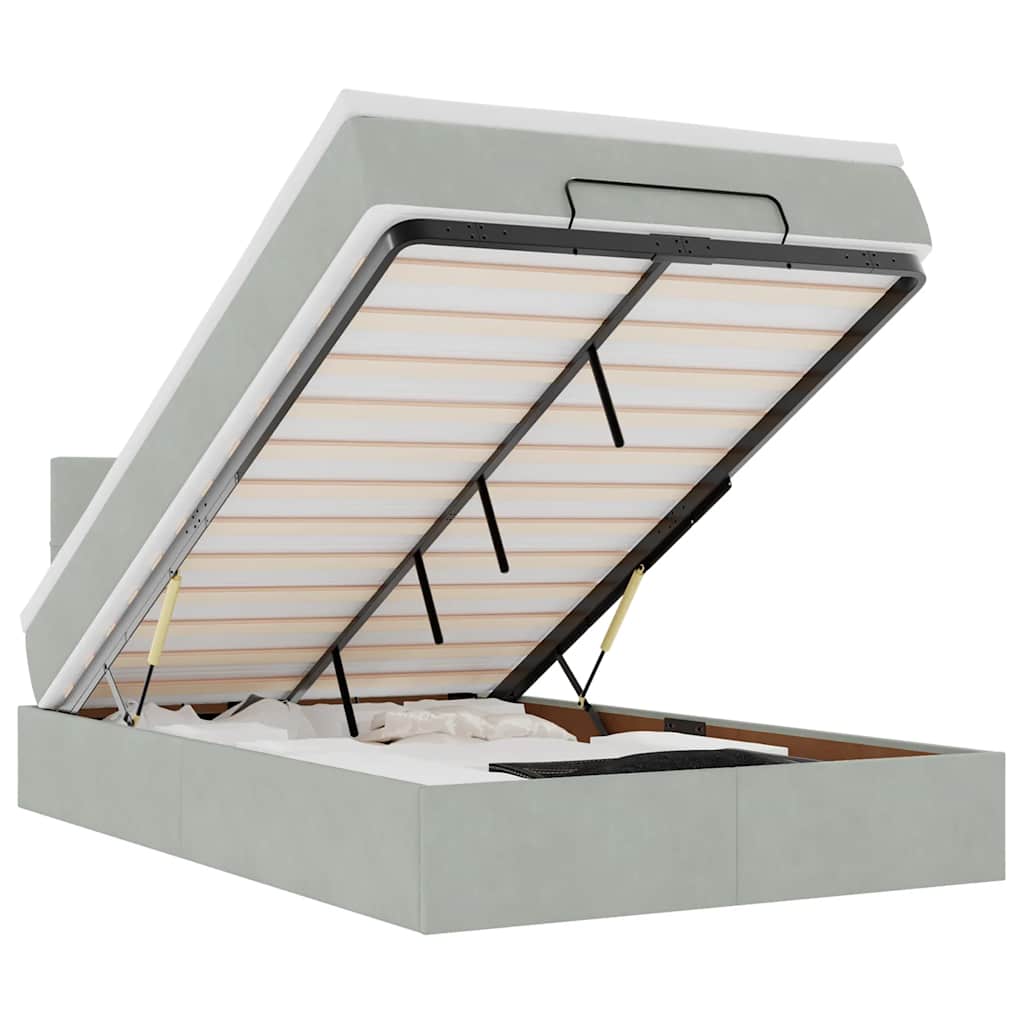 Bed poef met matras 120x190 cm fluweel lichtgrijs is nu te koop bij PeponiXL, paradijselijk wonen!