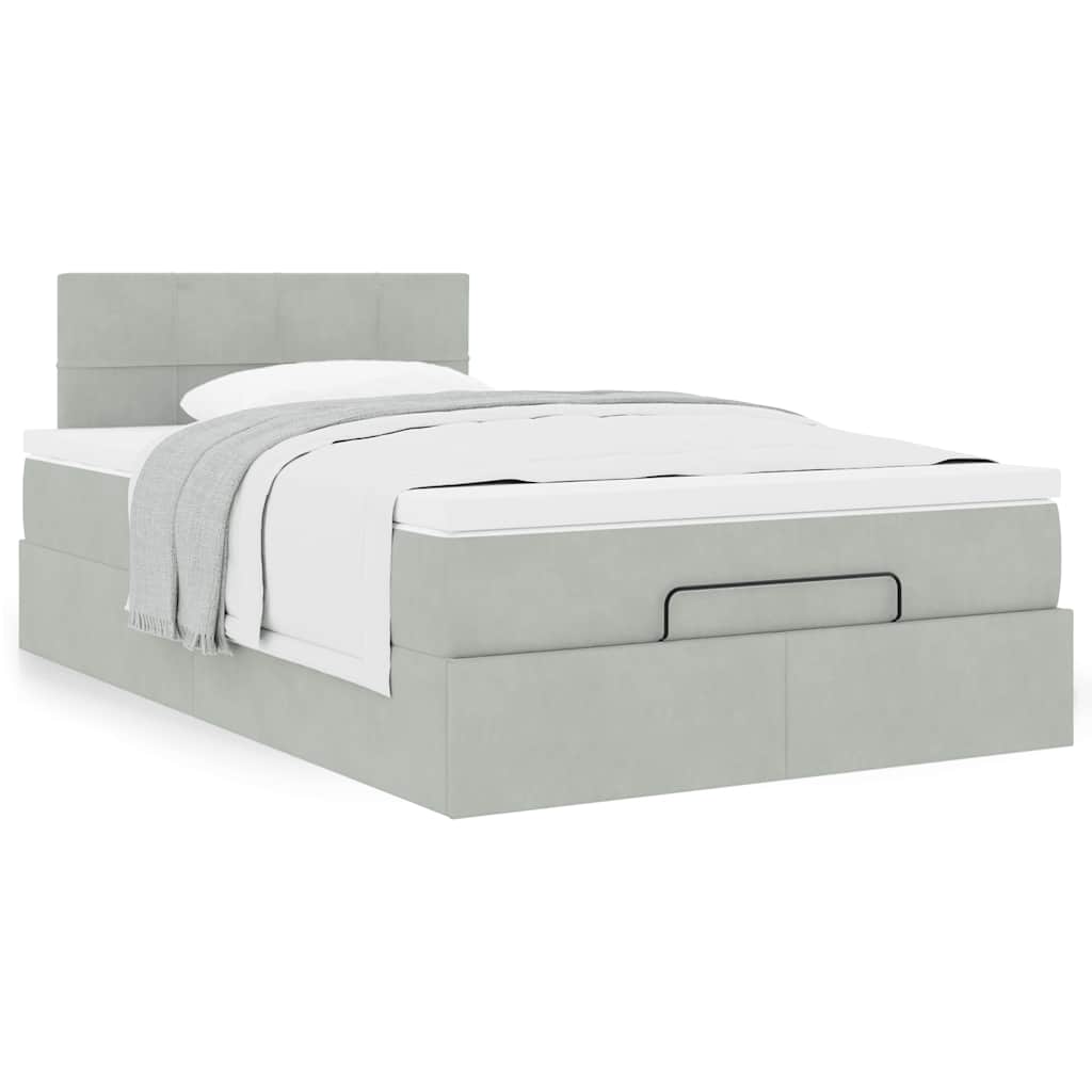 Bed poef met matras 120x190 cm fluweel lichtgrijs is nu te koop bij PeponiXL, paradijselijk wonen!