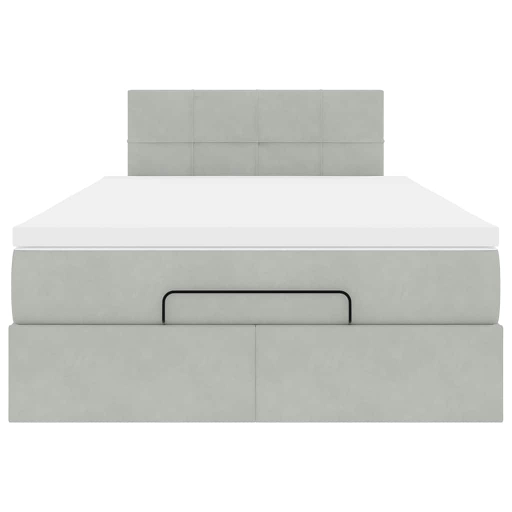 Bed poef met matras 120x190 cm fluweel lichtgrijs is nu te koop bij PeponiXL, paradijselijk wonen!
