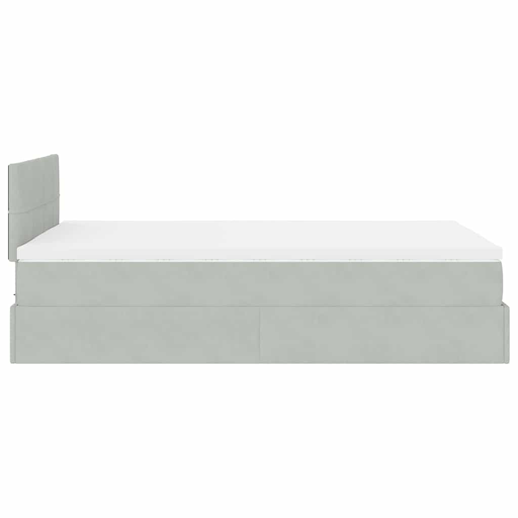 Bed poef met matras 120x190 cm fluweel lichtgrijs is nu te koop bij PeponiXL, paradijselijk wonen!