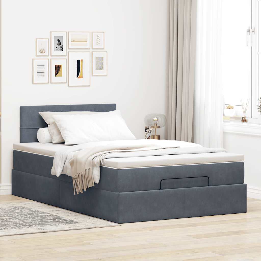 Bed poef met matras 120x190 cm fluweel donkergrijs is nu te koop bij PeponiXL, paradijselijk wonen!