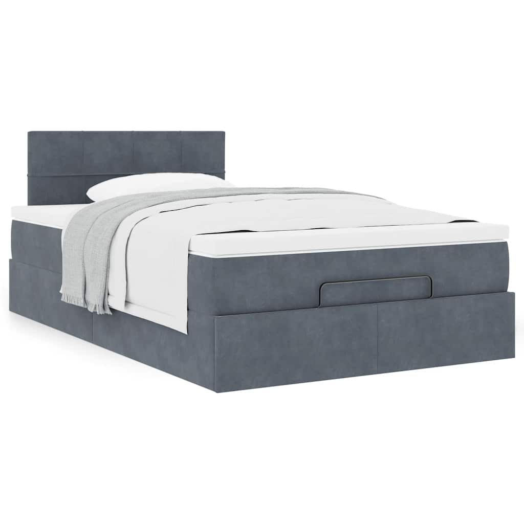 Bed poef met matras 120x190 cm fluweel donkergrijs is nu te koop bij PeponiXL, paradijselijk wonen!