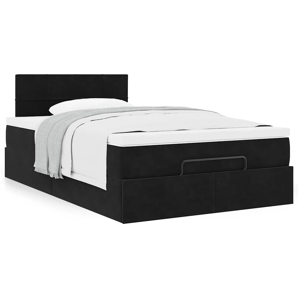Bed poef met matras 120x190 cm fluweel zwart is nu te koop bij PeponiXL, paradijselijk wonen!