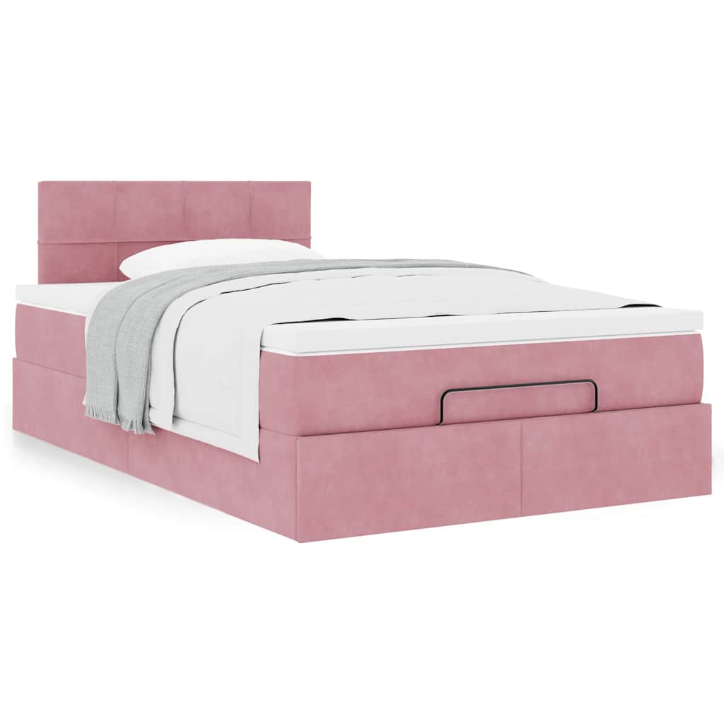 Bed poef met matras 120x190 cm fluweel roze is nu te koop bij PeponiXL, paradijselijk wonen!