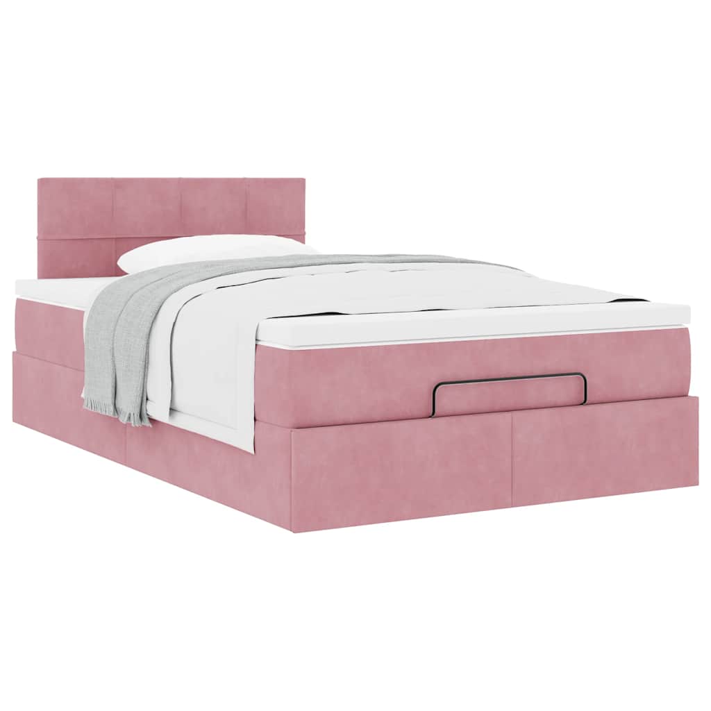 Bed poef met matras 120x190 cm fluweel roze is nu te koop bij PeponiXL, paradijselijk wonen!