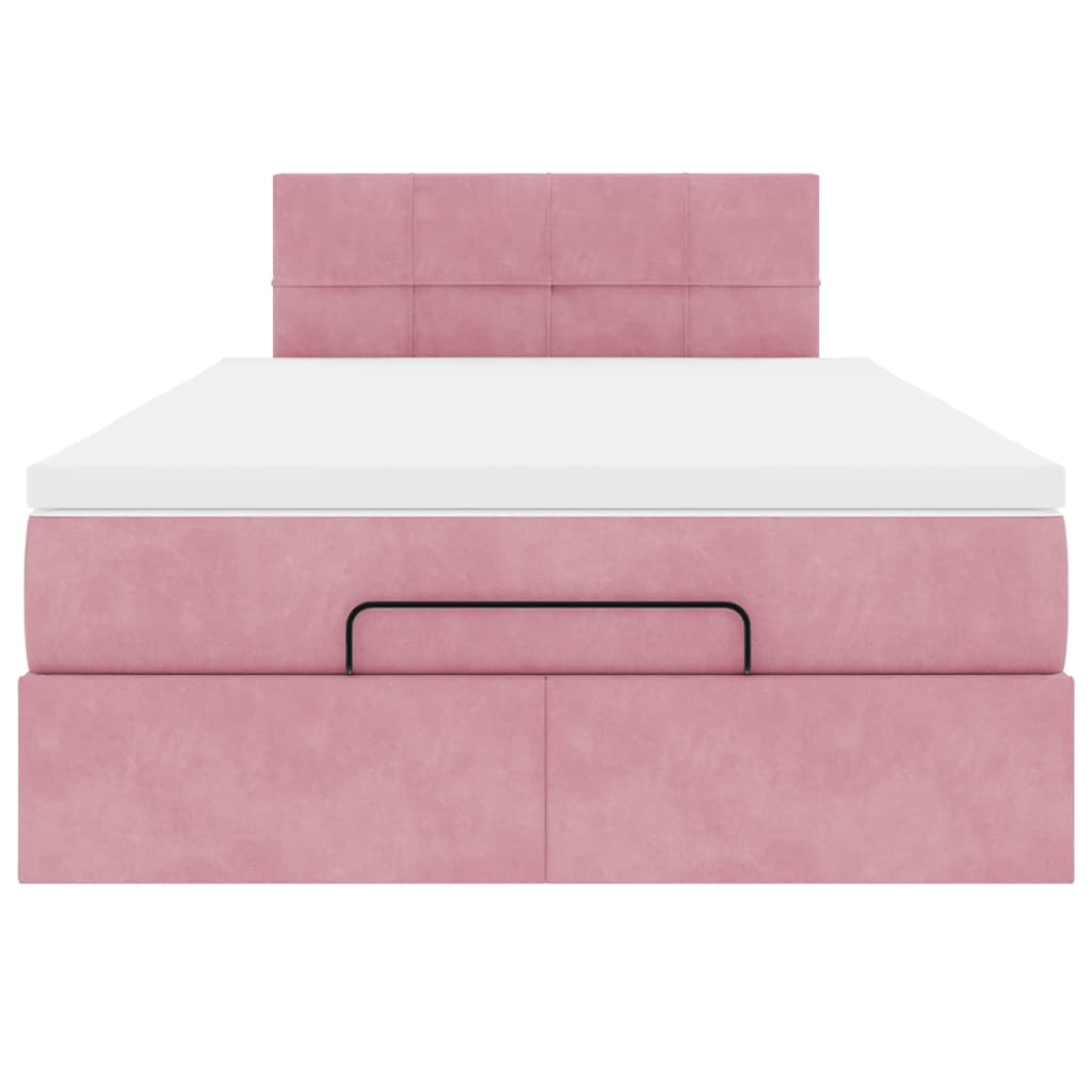 Bed poef met matras 120x190 cm fluweel roze is nu te koop bij PeponiXL, paradijselijk wonen!