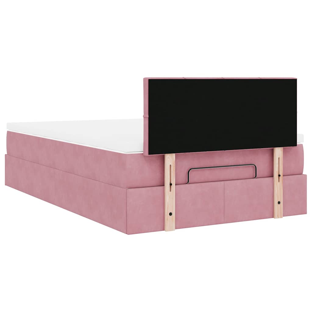 Bed poef met matras 120x190 cm fluweel roze is nu te koop bij PeponiXL, paradijselijk wonen!