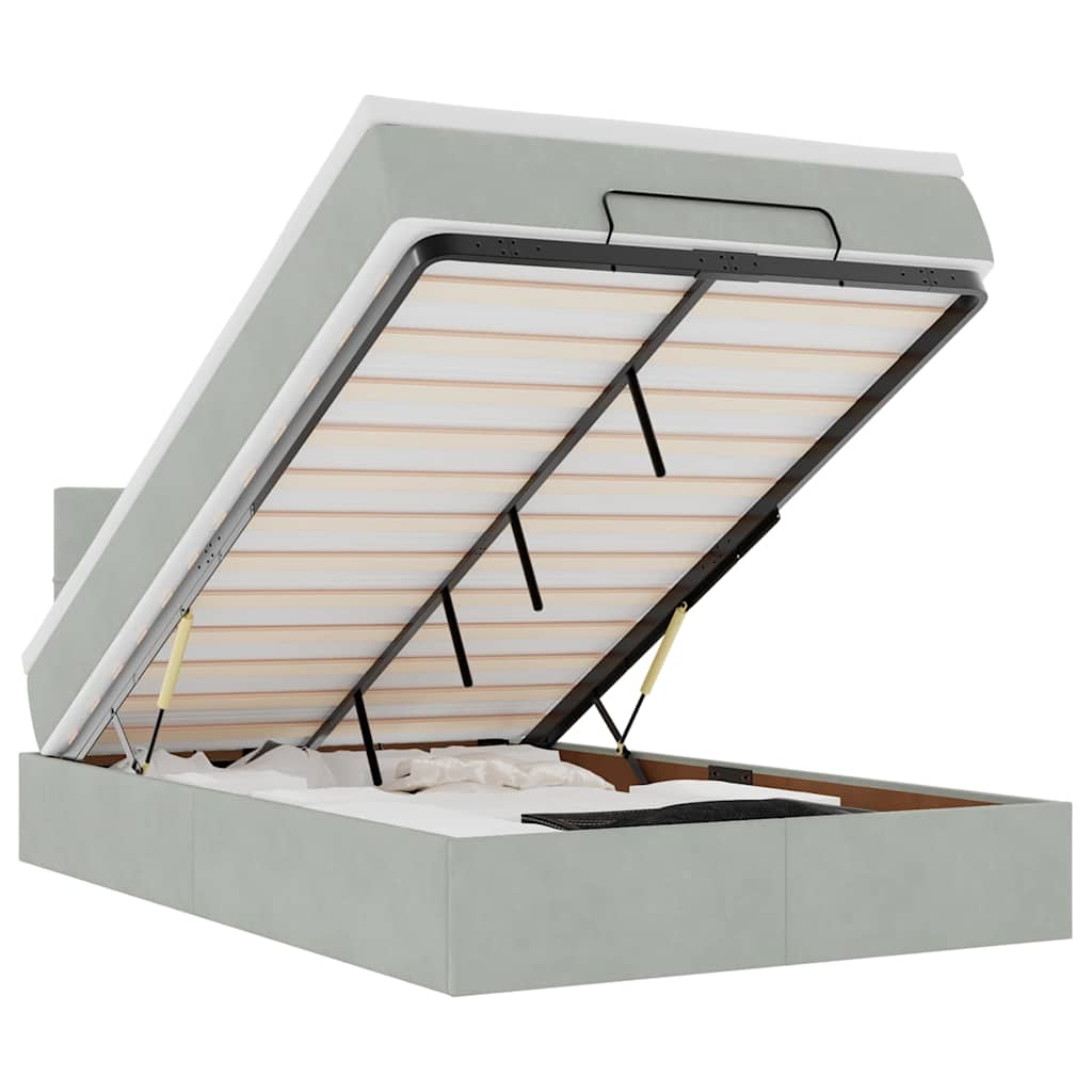 Ottoman bed met matras 120x200 cm fluweel lichtgrijs is nu te koop bij PeponiXL, paradijselijk wonen!