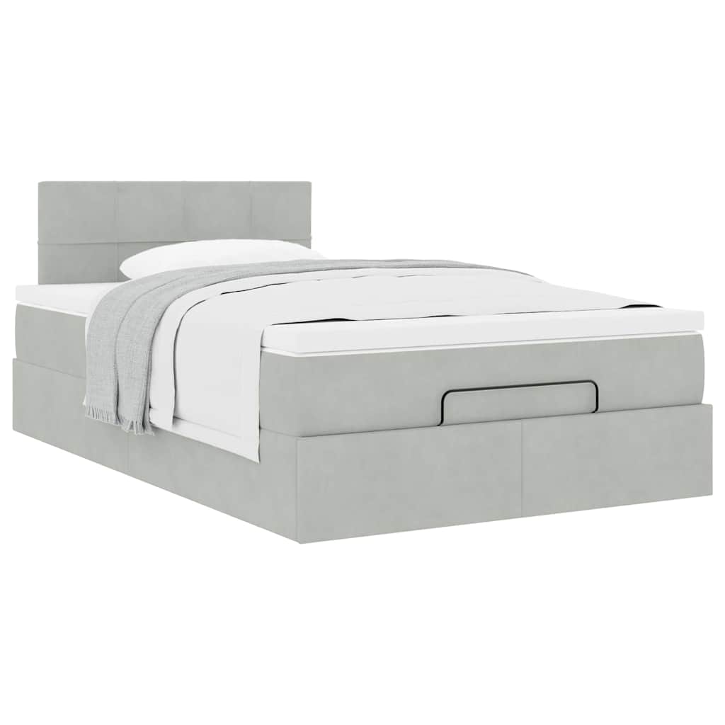 Ottoman bed met matras 120x200 cm fluweel lichtgrijs is nu te koop bij PeponiXL, paradijselijk wonen!