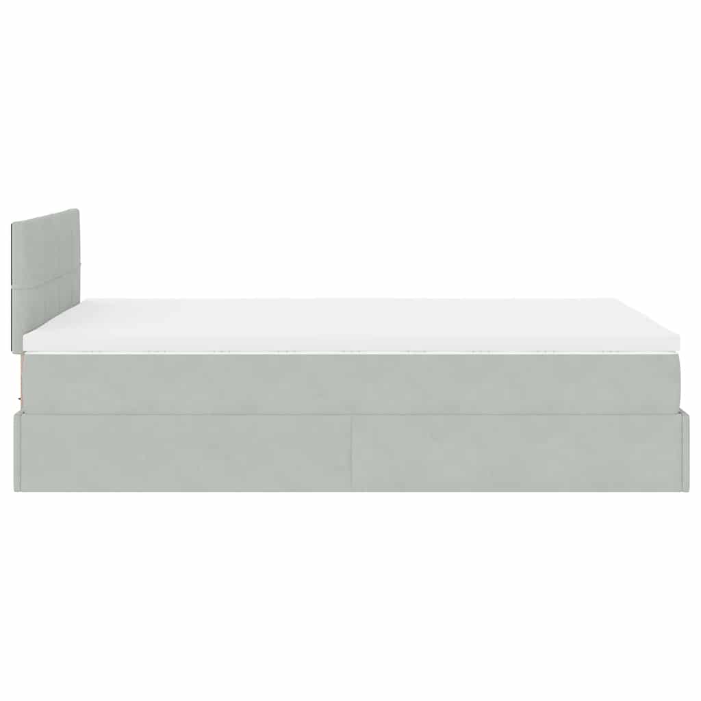 Ottoman bed met matras 120x200 cm fluweel lichtgrijs is nu te koop bij PeponiXL, paradijselijk wonen!