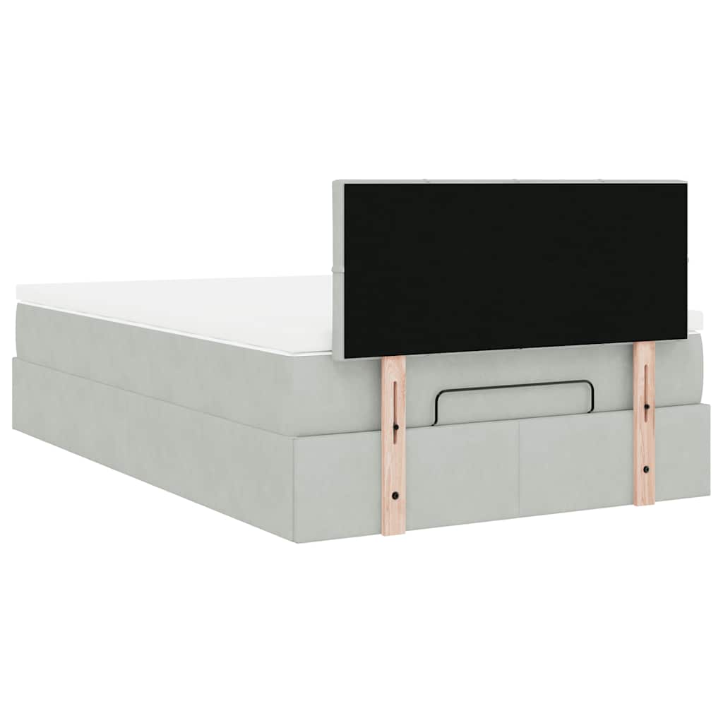 Ottoman bed met matras 120x200 cm fluweel lichtgrijs is nu te koop bij PeponiXL, paradijselijk wonen!