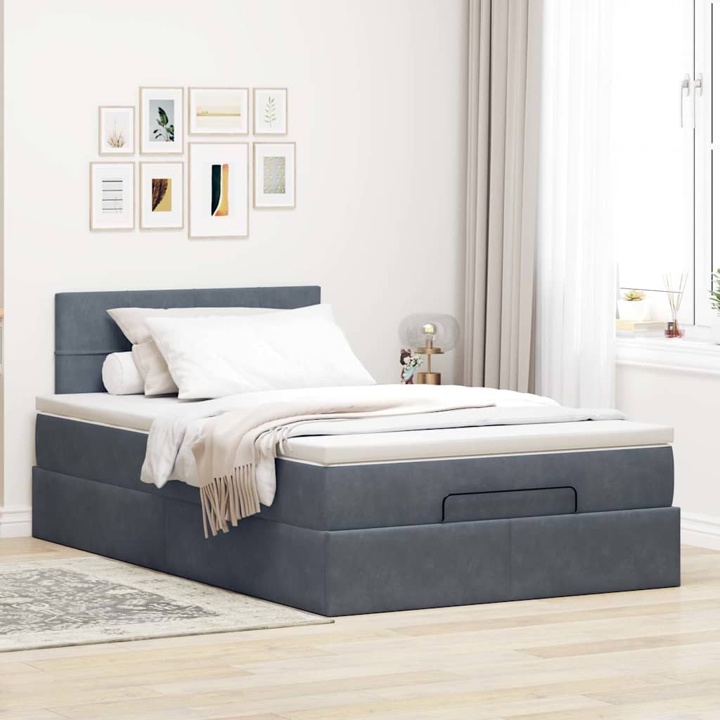 Ottoman bed met matras 120x200cm fluweel donkergrijs is nu te koop bij PeponiXL, paradijselijk wonen!